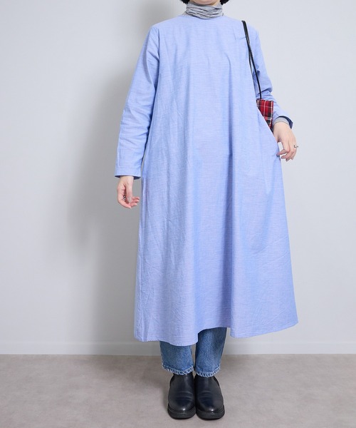 vent blanc(ヴァンブラン)の「ヴァンブラン vent blancラウンドネック2WAY テントワンピース(ワンピース・レディース・ベージュ/ブルー/ストライプ・FREE)」の2枚目の写真