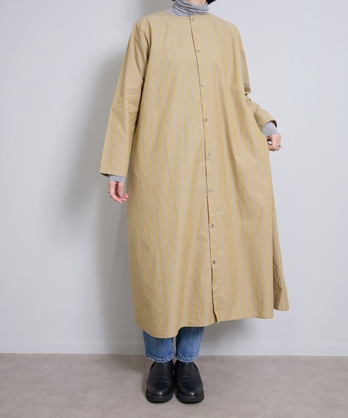 vent blanc(ヴァンブラン)の「ヴァンブラン vent blancラウンドネック2WAY テントワンピース(ワンピース・レディース・ベージュ/ブルー/ストライプ・FREE)」の4枚目の写真