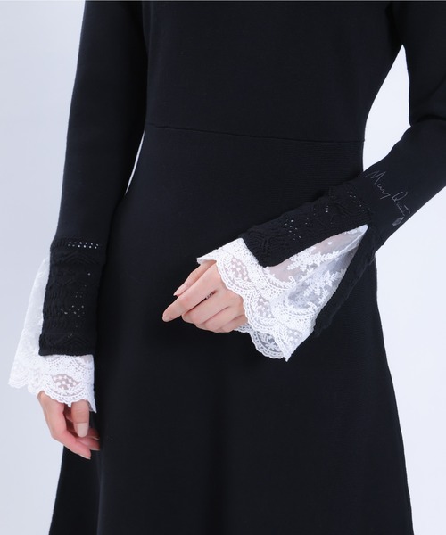 MARY QUANT(マリークワント)の「クロッシェカラーニットロング ワンピース(ワンピース・レディース・ブラック/ネイビー/ボルドー・M)」の8枚目の写真