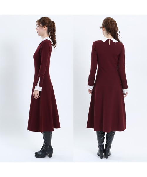 MARY QUANT(マリークワント)の「クロッシェカラーニットロング ワンピース(ワンピース・レディース・ブラック/ネイビー/ボルドー・M)」の19枚目の写真