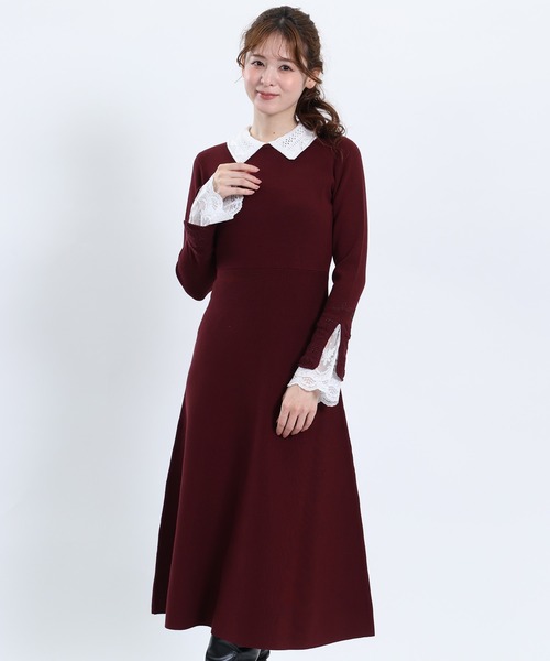 MARY QUANT(マリークワント)の「クロッシェカラーニットロング ワンピース(ワンピース・レディース・ブラック/ネイビー/ボルドー・M)」の13枚目の写真