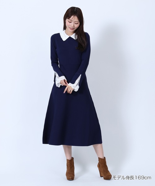 MARY QUANT(マリークワント)の「クロッシェカラーニットロング ワンピース(ワンピース・レディース・ブラック/ネイビー/ボルドー・M)」の22枚目の写真