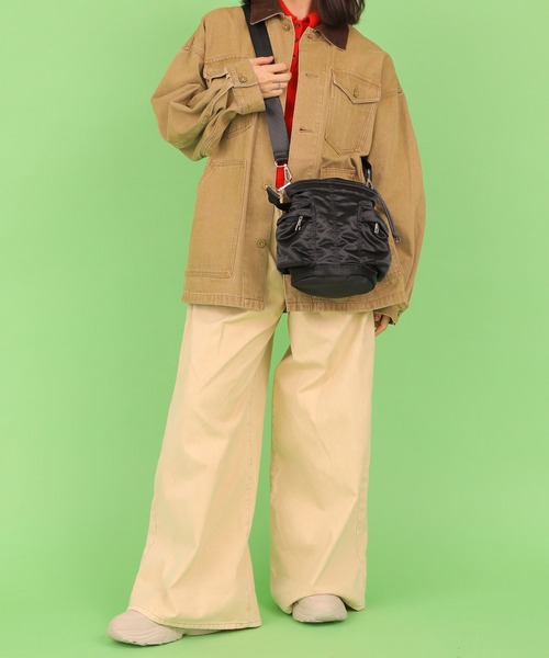 CONTROL FREAK / CTFK(コントロールフリーク)の「CONTROL FREAK / CTFK(コントロールフリーク/シーティーエフケー)ダブルポケットバケットバッグ(ショルダーバッグ・レディース・ブラック/カーキ・FREE)」の7枚目の写真