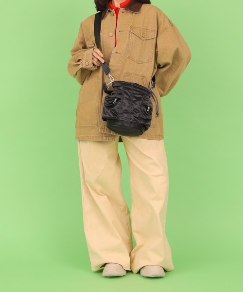 CONTROL FREAK / CTFK(コントロールフリーク)の「CONTROL FREAK / CTFK(コントロールフリーク/シーティーエフケー)ダブルポケットバケットバッグ(ショルダーバッグ・レディース・ブラック/カーキ・FREE)」の8枚目の写真