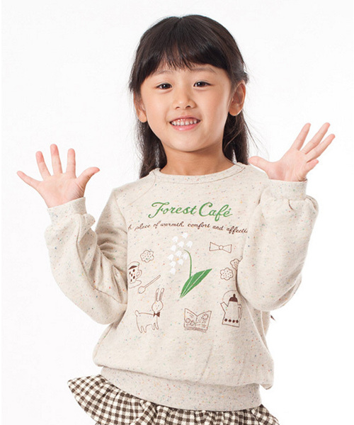 Seraph（セラフ）の「6色3柄トレーナー（スウェット・キッズ・グレー/サーモンピンク/アイボリー/チャコール/ラベンダー/ネイビー・100/120/80/90/95/110/130/140）」の2枚目の写真