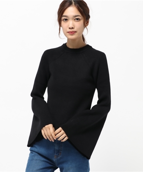 SLY（スライ）の「RIB FLARE SLEEVE MG TOPS（ニット/セーター・レディース・ブラック/ダークグリーン/オフホワイト・1/2）」の3枚目の写真