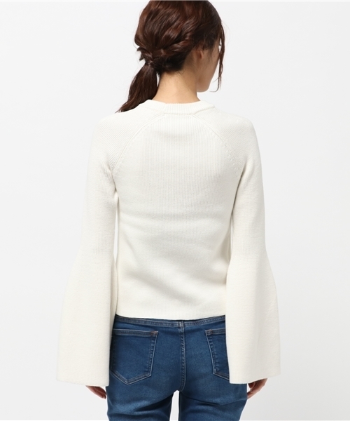 SLY（スライ）の「RIB FLARE SLEEVE MG TOPS（ニット/セーター・レディース・ブラック/ダークグリーン/オフホワイト・1/2）」の6枚目の写真