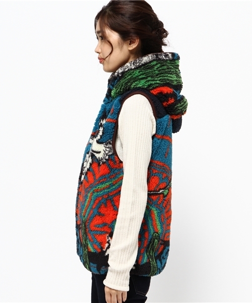 チャイハネ（チャイハネ）の「【チャイハネ】アリゾナフードベスト（リバーシブル）（その他アウター・レディース・ターコイズブルー/ベージュ/レッド・FREE）」の4枚目の写真