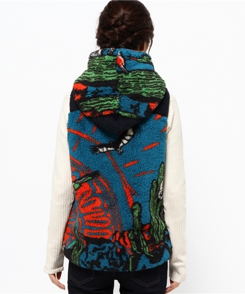 チャイハネ（チャイハネ）の「【チャイハネ】アリゾナフードベスト（リバーシブル）（その他アウター・レディース・ターコイズブルー/ベージュ/レッド・FREE）」の5枚目の写真