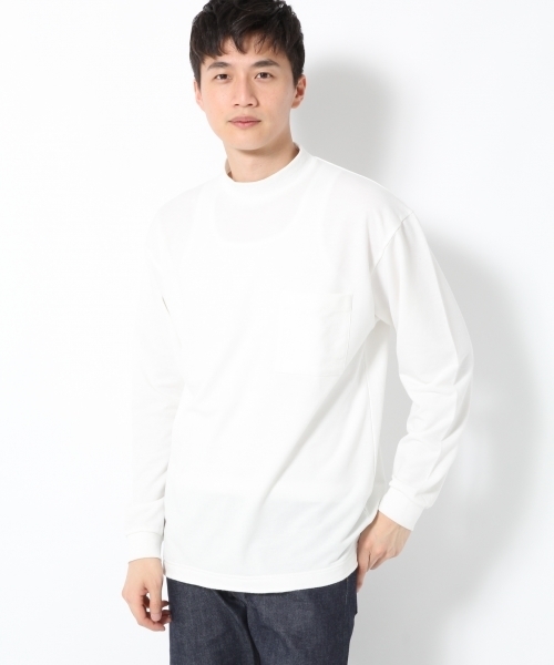 GLOBAL WORK(グローバルワーク)の「TCインレイモックネック長袖T/737454(Tシャツ/カットソー・メンズ・ダークグレー/ホワイト・X-LARGE/SMALL/LARGE/MEDIUM)」の2枚目の写真