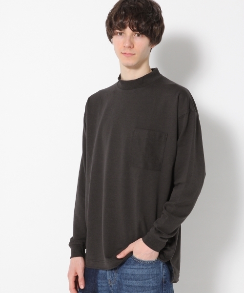 GLOBAL WORK(グローバルワーク)の「TCインレイモックネック長袖T/737454(Tシャツ/カットソー・メンズ・ダークグレー/ホワイト・X-LARGE/SMALL/LARGE/MEDIUM)」の1枚目の写真