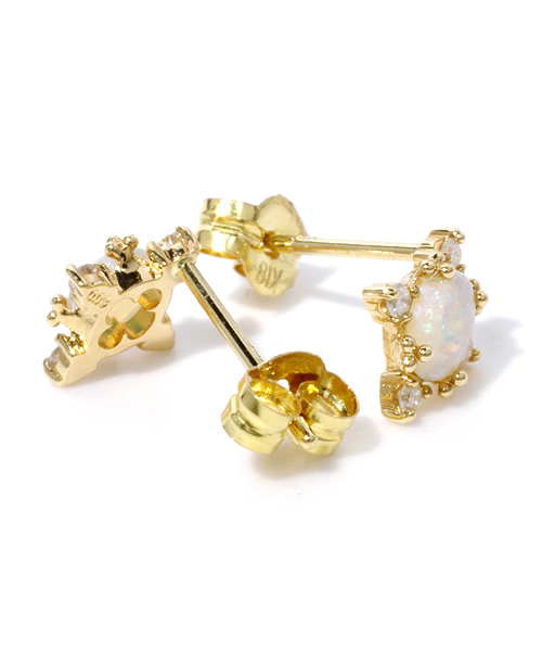 agete CLASSIC アガット クラシック K18 ピアス ピアスチャーム付き カラーストーン アガットクラシックagete classic オパールピンキーリング5号k18