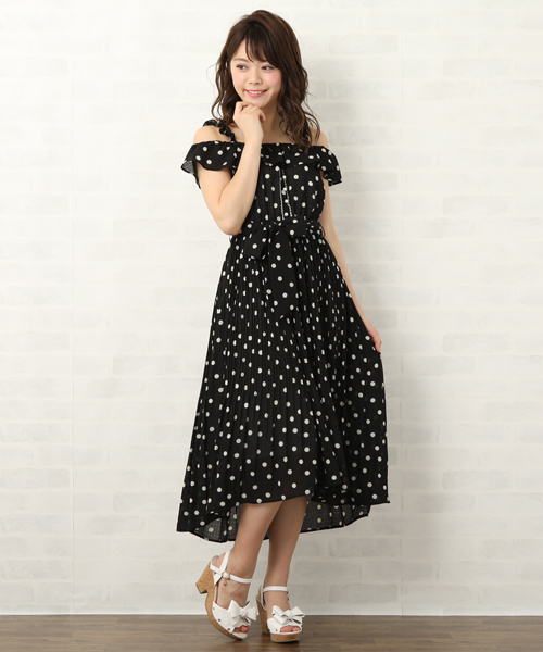 Lodispotto ロディスポット の プリーツフェミニンドットミディワンピース ワンピース Wear