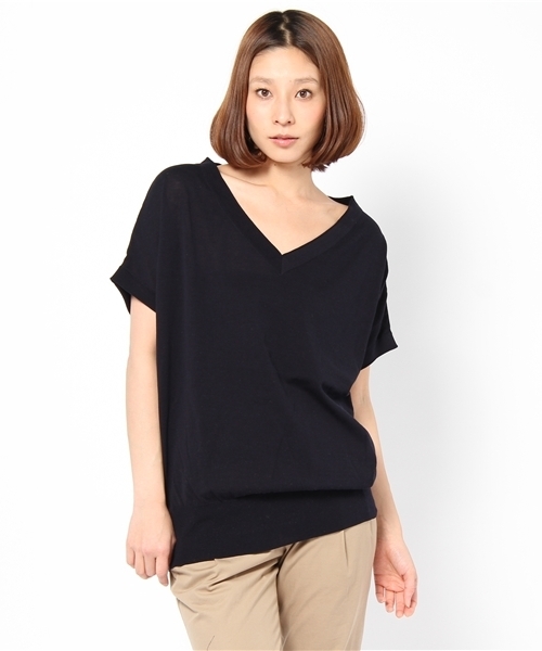 UNITED ARROWS(ユナイテッドアローズ)の「UA HT-CO Vネック フレンチスリーブ ニット◆(ニット/セーター・レディース・ホワイト/オレンジ/ネイビー/ブラック/ベージュ/ロイヤルブルー/ケリー・フリー)」の6枚目の写真