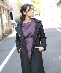 laboratory work | ダブルメルトンフーテッドコート(ノーカラージャケット)