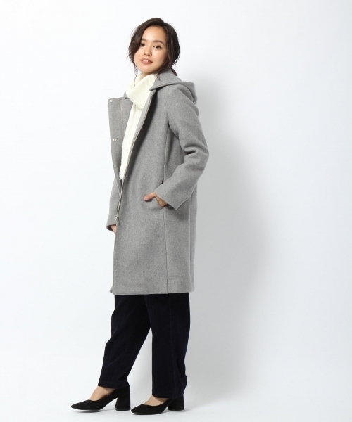 laboratory work（ラボラトリーワーク）の「【ノーカラー】ダブルメルトンコート◆2wayフード付き（ノーカラージャケット・レディース・チャコールグレー/ブラック/グレー/カーキ・MEDIUM）」の8枚目の写真