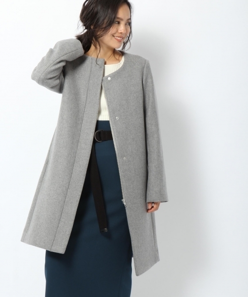 laboratory work（ラボラトリーワーク）の「【ノーカラー】ダブルメルトンコート◆2wayフード付き（ノーカラージャケット・レディース・チャコールグレー/ブラック/グレー/カーキ・MEDIUM）」の9枚目の写真