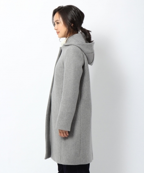 laboratory work（ラボラトリーワーク）の「【ノーカラー】ダブルメルトンコート◆2wayフード付き（ノーカラージャケット・レディース・チャコールグレー/ブラック/グレー/カーキ・MEDIUM）」の11枚目の写真