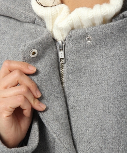 laboratory work（ラボラトリーワーク）の「【ノーカラー】ダブルメルトンコート◆2wayフード付き（ノーカラージャケット・レディース・チャコールグレー/ブラック/グレー/カーキ・MEDIUM）」の17枚目の写真
