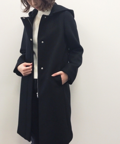 laboratory work（ラボラトリーワーク）の「【ノーカラー】ダブルメルトンコート◆2wayフード付き（ノーカラージャケット・レディース・チャコールグレー/ブラック/グレー/カーキ・MEDIUM）」の6枚目の写真