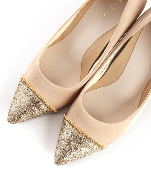 RANDA（ランダ）の「足にフィットするよう履き心地を追求/グリッターコンビビジューパンプス（パンプス・レディース・ブラック/ベージュ/グレー系その他・23/24/25/22/25.5/22.5/24.5/23.5）」の6枚目の写真