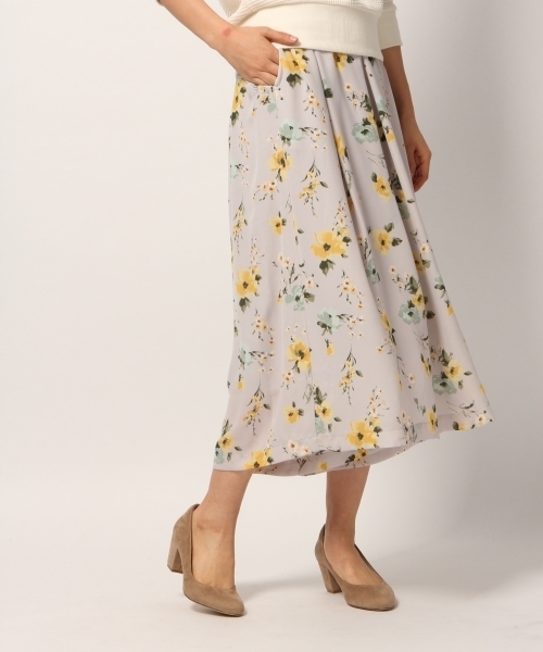 GLOBAL WORK（グローバルワーク）の「フラワーマキシスカーチョ/778599（その他パンツ・レディース・ライトグレー/ネイビー/ホワイト・MEDIUM/SMALL）」の3枚目の写真