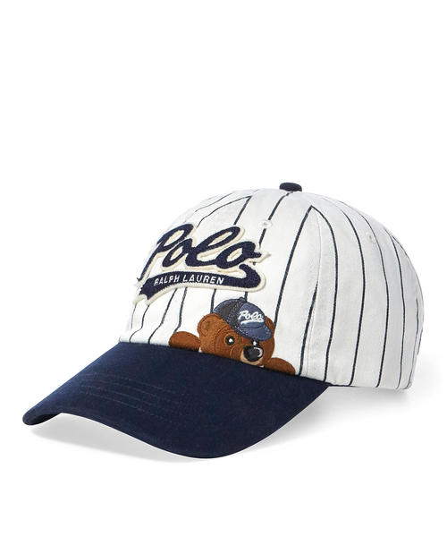 Polo Ralph Lauren ポロ ラルフ ローレン の ストライプド コットン ベースボール キャップ キャップ Wear
