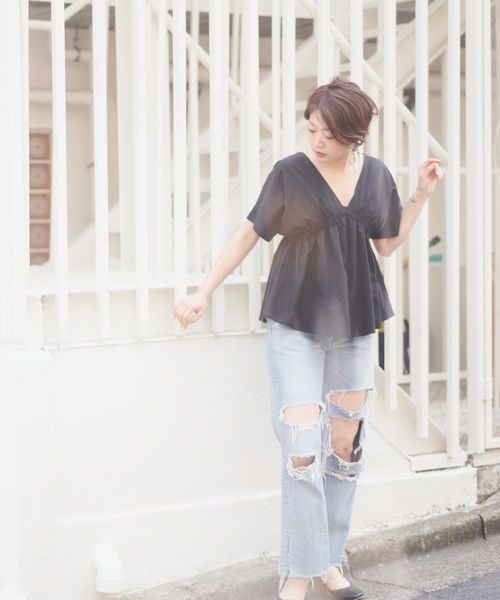 CIAOPANIC（チャオパニック）の「コットンテンセルブラウス（シャツ/ブラウス・レディース・ホワイト/ブラック・FREE）」の4枚目の写真