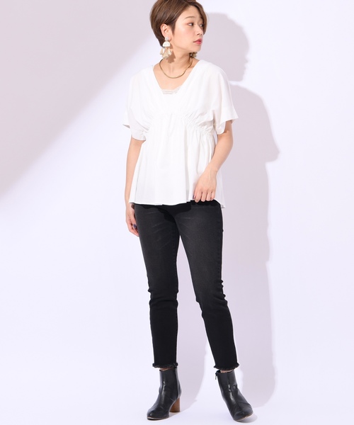 CIAOPANIC（チャオパニック）の「コットンテンセルブラウス（シャツ/ブラウス・レディース・ホワイト/ブラック・FREE）」の21枚目の写真