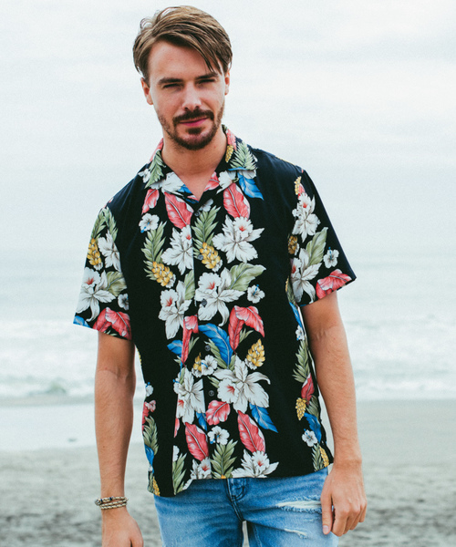 JACKROSE（ジャックローズ）の「ストライプアロハオープンカラーシャツ/開襟シャツ（シャツ/ブラウス・メンズ・ブラック/ホワイト・M/L/XL）」の2枚目の写真