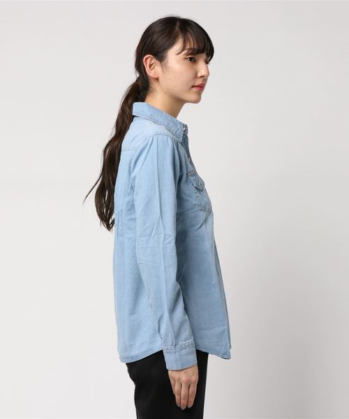 STYLEBLOCK（スタイルブロック）の「長袖デニムシャツ（シャツ/ブラウス・レディース・ライトブルー/ダークブルー・S/M/L/XL/2XL）」の5枚目の写真