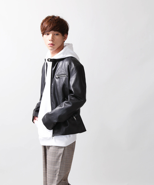 WEGO（ウィゴー）の「WEGO/シングルライダースジャケット（ライダースジャケット・メンズ・ブラック・LARGE/MEDIUM）」の7枚目の写真