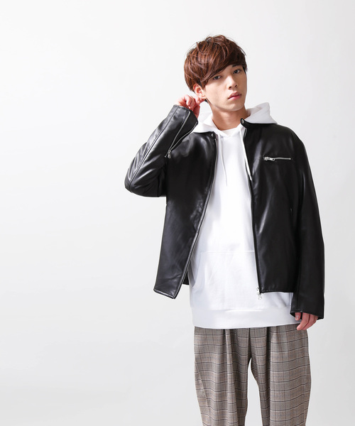 WEGO（ウィゴー）の「WEGO/シングルライダースジャケット（ライダースジャケット・メンズ・ブラック・LARGE/MEDIUM）」の6枚目の写真