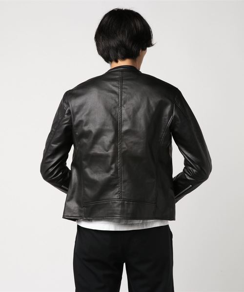 WEGO（ウィゴー）の「WEGO/シングルライダースジャケット（ライダースジャケット・メンズ・ブラック・LARGE/MEDIUM）」の3枚目の写真