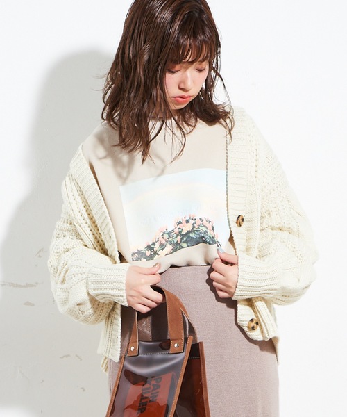natural couture(ナチュラルクチュール)の「ケーブルショートカーデ(カーディガン/ボレロ・レディース・ベージュ/ブラウン/オフホワイト/オレンジ/ラベンダー・FREE)」の17枚目の写真