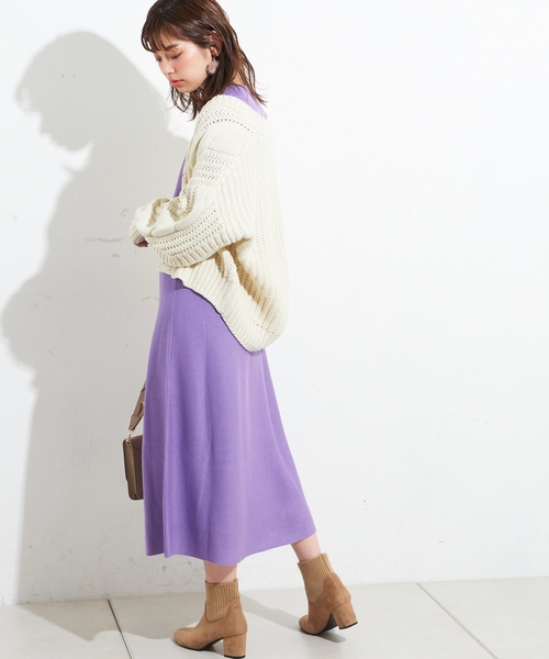 natural couture(ナチュラルクチュール)の「ケーブルショートカーデ(カーディガン/ボレロ・レディース・ベージュ/ブラウン/オフホワイト/オレンジ/ラベンダー・FREE)」の10枚目の写真