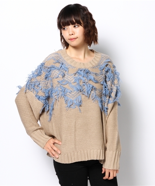 mystic（ミスティック）の「ジグザグヒゲニットP/O（ニット/セーター・レディース・モカ/ブラック/オフホワイト/ミント・ﾌﾘ-）」の10枚目の写真