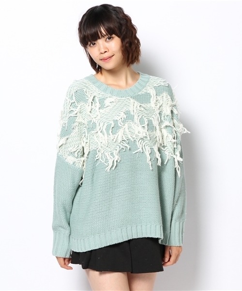 mystic（ミスティック）の「ジグザグヒゲニットP/O（ニット/セーター・レディース・モカ/ブラック/オフホワイト/ミント・ﾌﾘ-）」の4枚目の写真