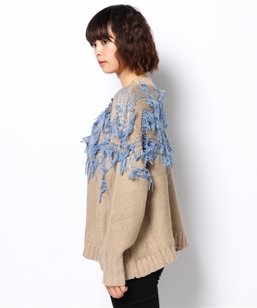 mystic（ミスティック）の「ジグザグヒゲニットP/O（ニット/セーター・レディース・モカ/ブラック/オフホワイト/ミント・ﾌﾘ-）」の6枚目の写真