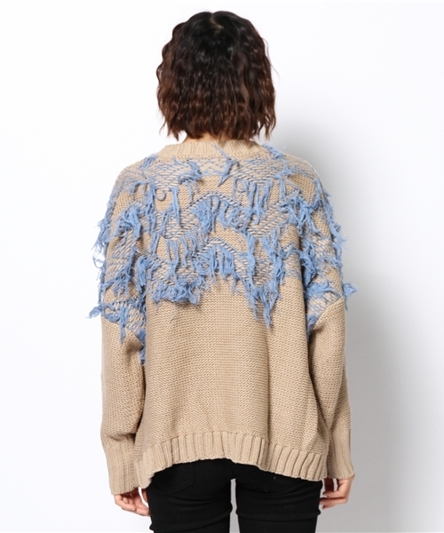 mystic（ミスティック）の「ジグザグヒゲニットP/O（ニット/セーター・レディース・モカ/ブラック/オフホワイト/ミント・ﾌﾘ-）」の7枚目の写真