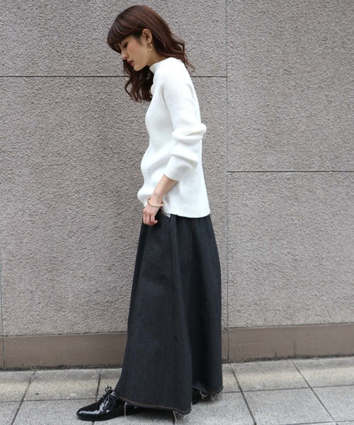 HER CLOSET(ハークローゼット)の「【HERCLOSET】◆WEB限定◆アイレットボトルネックニット(ニット/セーター・レディース・ネイビー/オフホワイト/サックスブルー/ピンク/ラベンダー・M)」の12枚目の写真