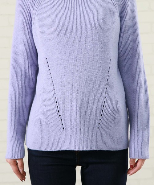 HER CLOSET(ハークローゼット)の「【HERCLOSET】◆WEB限定◆アイレットボトルネックニット(ニット/セーター・レディース・ネイビー/オフホワイト/サックスブルー/ピンク/ラベンダー・M)」の16枚目の写真