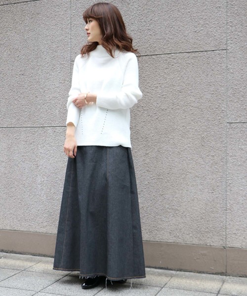 HER CLOSET(ハークローゼット)の「【HERCLOSET】◆WEB限定◆アイレットボトルネックニット(ニット/セーター・レディース・ネイビー/オフホワイト/サックスブルー/ピンク/ラベンダー・M)」の19枚目の写真