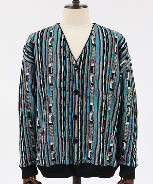 ANGENEHM(アンゲネーム)の「mcg2414-ドルマン変形ストライプカーディガン(カーディガン/ボレロ・メンズ・レッド/ブルー・S/M/L)」の6枚目の写真