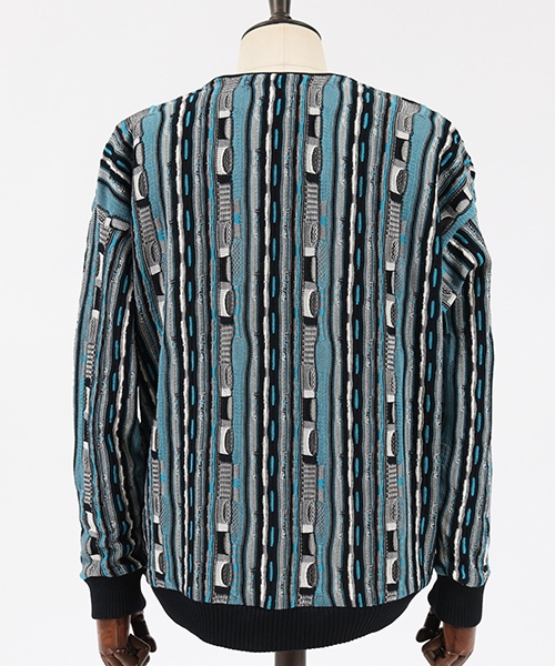 ANGENEHM(アンゲネーム)の「mcg2414-ドルマン変形ストライプカーディガン(カーディガン/ボレロ・メンズ・レッド/ブルー・S/M/L)」の7枚目の写真