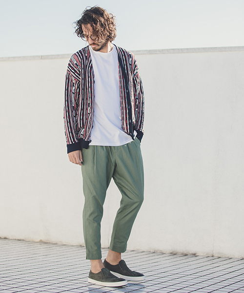 ANGENEHM(アンゲネーム)の「mcg2414-ドルマン変形ストライプカーディガン(カーディガン/ボレロ・メンズ・レッド/ブルー・S/M/L)」の15枚目の写真