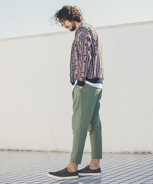 ANGENEHM(アンゲネーム)の「mcg2414-ドルマン変形ストライプカーディガン(カーディガン/ボレロ・メンズ・レッド/ブルー・S/M/L)」の16枚目の写真