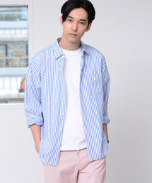 coen | 【GO OUT6月号掲載】綿麻ストライプレギュラーカラーシャツ(シャツ/ブラウス)