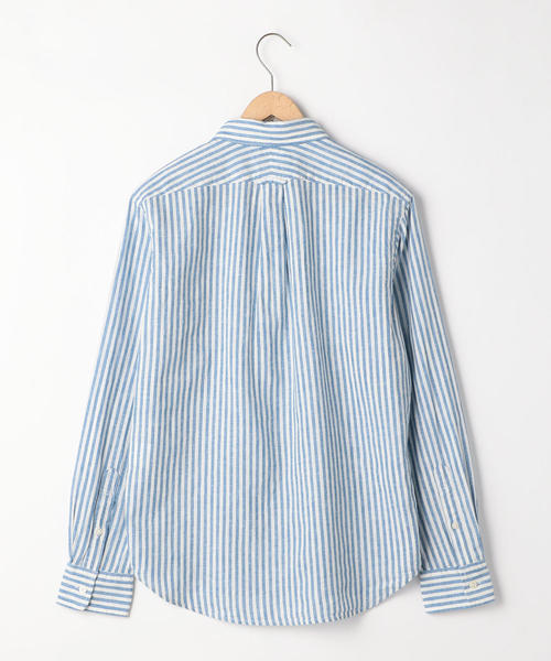 coen（コーエン）の「【GO OUT6月号掲載】綿麻ストライプレギュラーカラーシャツ（シャツ/ブラウス・メンズ・ネイビー/ケリー/ライラック・LARGE/SMALL/MEDIUM/X-LARGE）」の11枚目の写真