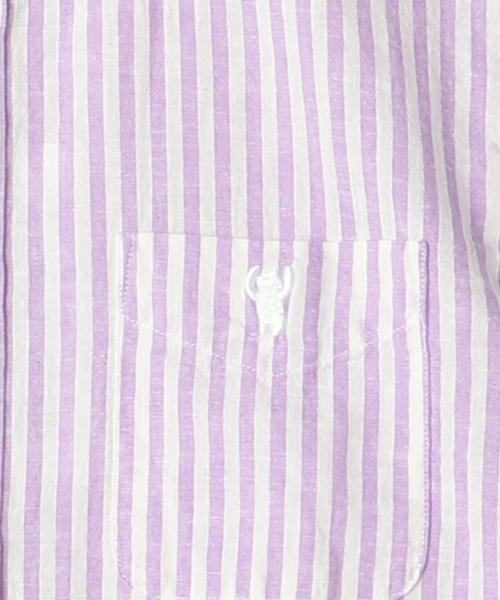 coen（コーエン）の「【GO OUT6月号掲載】綿麻ストライプレギュラーカラーシャツ（シャツ/ブラウス・メンズ・ネイビー/ケリー/ライラック・LARGE/SMALL/MEDIUM/X-LARGE）」の10枚目の写真